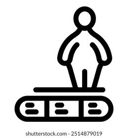 Simple line icon of a person exercising on a treadmill, representing the concept of fitness and healthy lifestyle