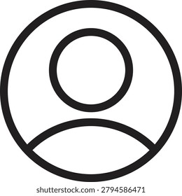 Simple line icon of a persons head and shoulders in a circle