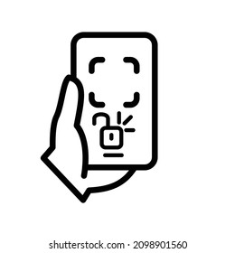 Simple Line Icon Of Phone Scan To Open Lock