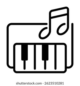 Simple Line Icon of Piano and Musical Notes for Birthday and Festival Party Celebrations
