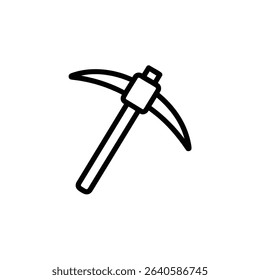 A simple line icon of a pickaxe, symbolizing the process of cryptocurrency mining. Isolated vector.