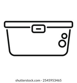 Simple line icon of a plastic container with lid for storing food, ideal for web and apps