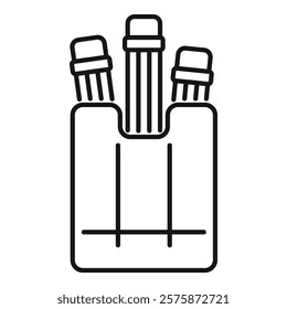 Simple line icon of a pocket organizer holding pencils, great for representing organization and stationery