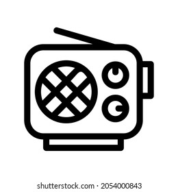 Simple line icon, radio broadcast, isolated in white