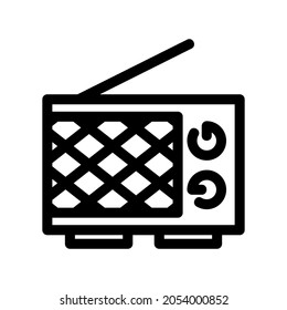 Simple line icon, radio broadcast, isolated in white