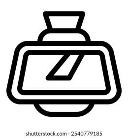 Simple line icon of a rearview mirror showing the road and lane divider line