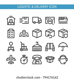 Simple Line Icon Related To logistic & Delivery
