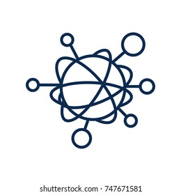 Simple line icon to represent the Internet of Things (IoT) concept. A network of objecs such as devices connected to each other on the internet. Isolated on white background.
