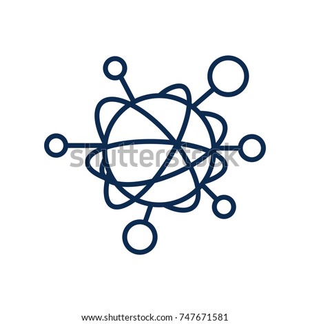 Simple line icon to represent the Internet of Things (IoT) concept. A network of objecs such as devices connected to each other on the internet. Isolated on white background.