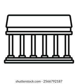Simple line icon representing an ancient greek building, evoking history and architecture