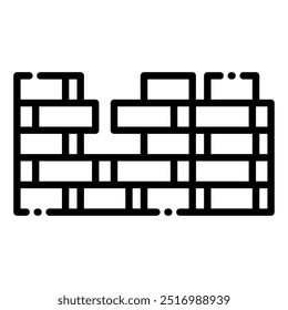 A simple line icon representing a brick wall, a structure made of individual bricks laid together.