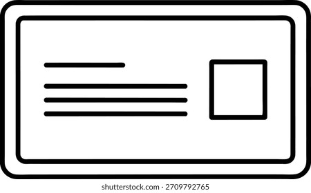 A simple line icon representing a business card or a visiting card. Clean design for professional use.