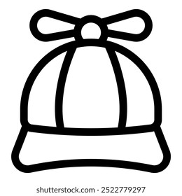 Simple line icon representing a child hat with a propeller, evoking fun and imagination