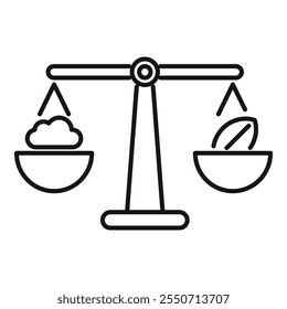 Simple line icon representing the concept of balancing technological advancement with environmental responsibility