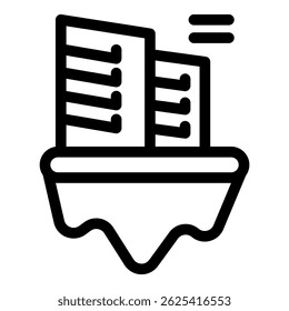 Simple line icon representing the concept of global warming and its impact on urban environments