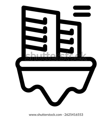 Simple line icon representing the concept of global warming and its impact on urban environments