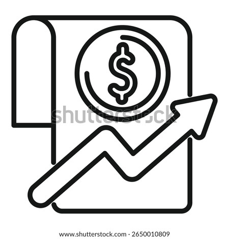 Simple line icon representing a financial report showing increasing profits, ideal for websites and apps