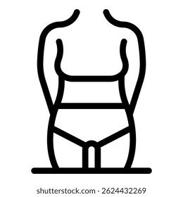 Icono de línea simple que representa la forma ideal del cuerpo femenino, perfecto para proyectos relacionados con la belleza, la salud y la moda