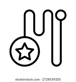 A simple line icon representing a journey with a star at the beginning. Kids and Toys single line icon UI design.