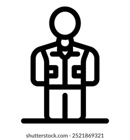 Icono de línea simple que representa a un hombre militar de pie recto