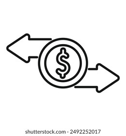 Icono de línea simple que representa una transferencia de dinero