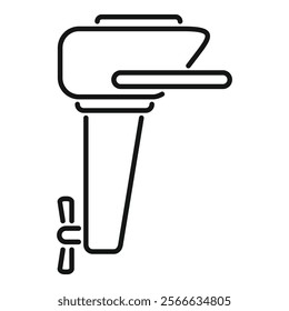 Simple line icon representing a motor boat engine, perfect for projects related to boating, marine equipment, and water transportation