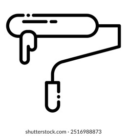 A simple line icon representing a paint roller, a tool used for applying paint to surfaces. The icon features a cylindrical roller head with paint dripping from it, attached to a handle.