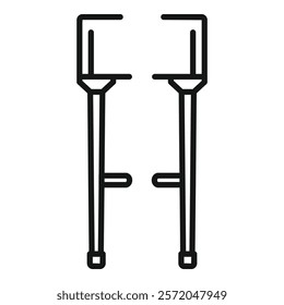 Simple line icon representing a pair of crutches, typically used to aid in walking after injury or surgery