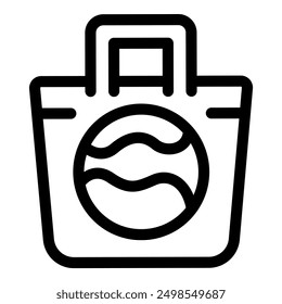 Simple line icon representing shopping with a globe, symbolizing worldwide commerce and international retail