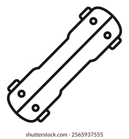 Simple line icon representing a skateboard deck, useful icon for apps and websites