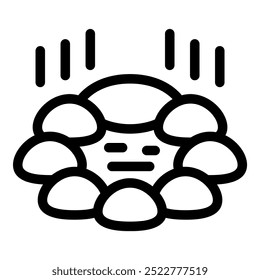 Ícone de linha simples representando pedras caindo na água criando ondulações