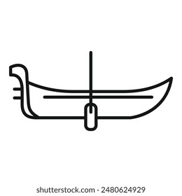 Simple line icon representing a traditional gondola boat waiting for passengers