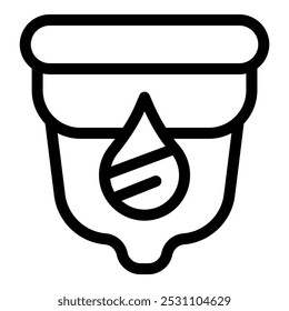 Icono de línea simple de una copa menstrual reutilizable, que representa una opción sostenible para controlar los períodos