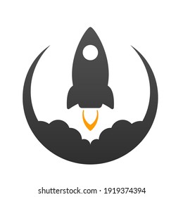 Simple Line Icon rocket, start up business sign. Vector Illustration