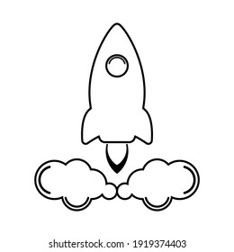 Einfache Line Icon Rakete, Start-up Business-Zeichen. Vektorgrafik