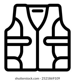 Simple line icon of a safety vest, often worn by construction workers, emphasizing safety and visibility on job sites