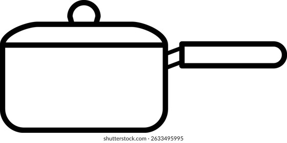 Simple line icon of a saucepan or small cooking pot with lid – minimal vector illustration of kitchen utensil for cooking and home use