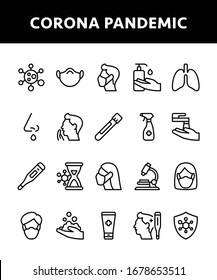 Simple line icon set of Coronavirus pandemic. vector and illustration. Pixel perfect icons.