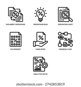 Simple Line Icon Set of Financial Percentage and Analytics Element