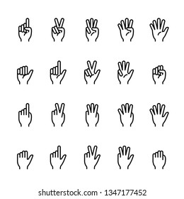 Simple line icon set of Finger counting