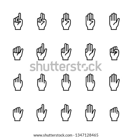 Simple line icon set of Finger counting