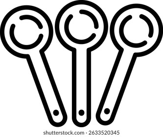 Simple line icon set of measuring spoons on white background, minimalist vector illustration for kitchen and cooking tools