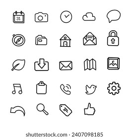 Simple Line Icon Set Pixel Perfect and Editable Stroke