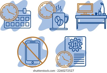 Simple line icon set that contain work and productive icons
