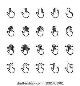 Simple line icon set of Touch Gesture. Pixel perfect icons