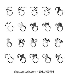 Simple line icon set of Touch Gesture. Pixel perfect icons