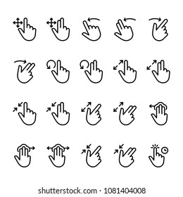 Simple line icon set of Touch Gesture. Pixel perfect icons