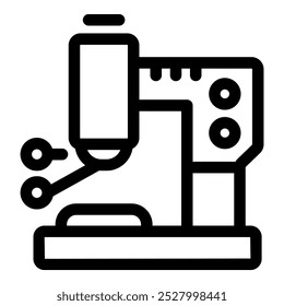 Simple line icon of a sewing machine in action, perfect for representing tailoring or fashion design