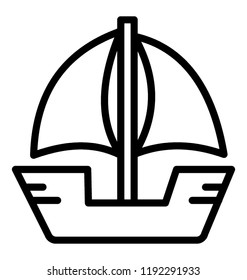 A simple line icon of ship on white background