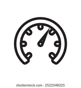 Ícone de linha simples do velocímetro, isolado no fundo branco, ilustração de design vetorial. 